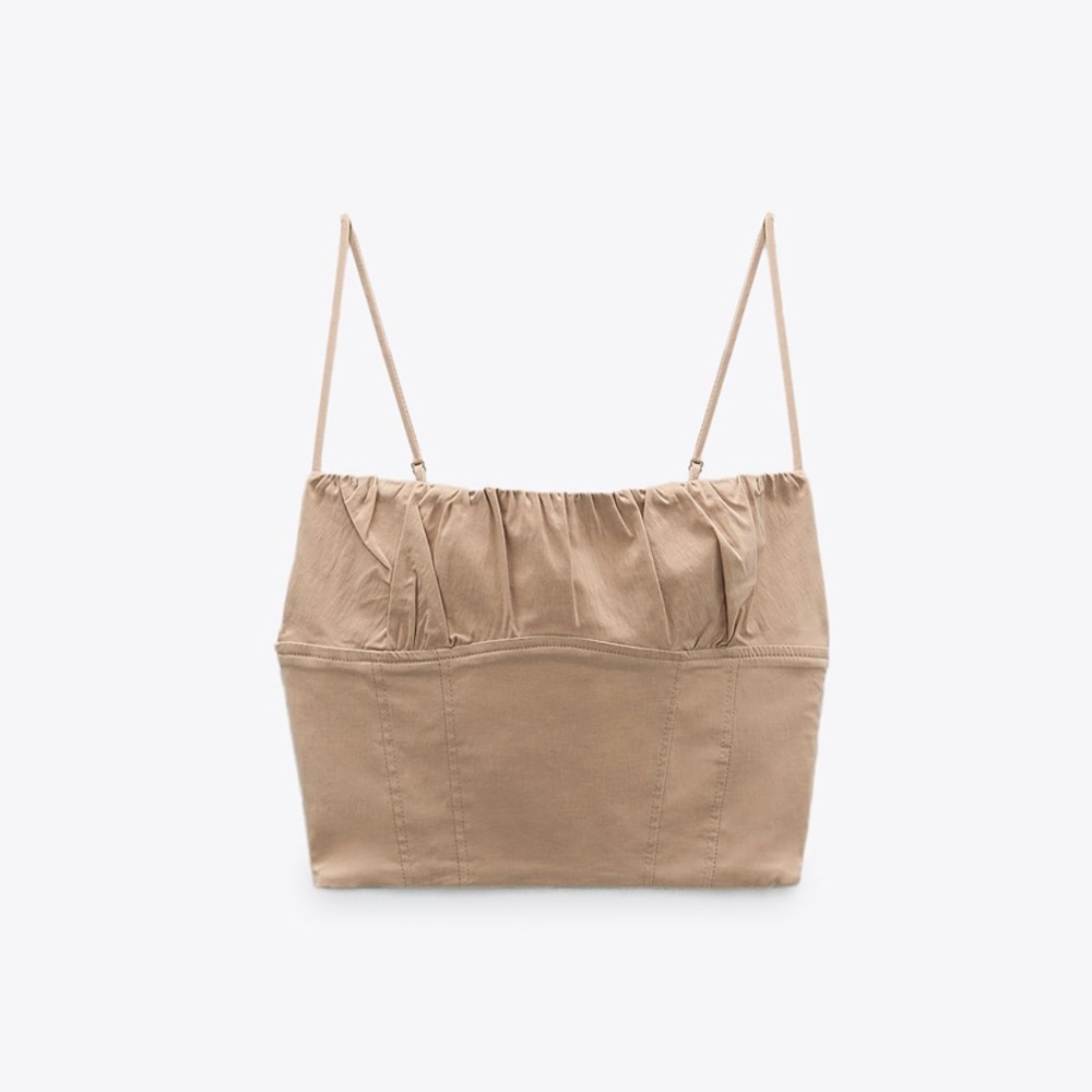Zara Linen Blend Crop Top NWOT